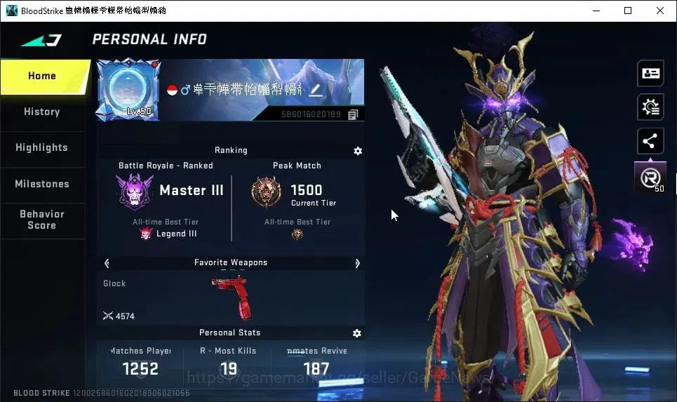Blood Strike Accounts ASIA|2 ETERNAL[ZERO-Oda Lv2,DEagle]|Collab 7DS[M70 image 2