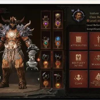 Diablo Immortal Accounts High-End SEA-Verathiel | 60 (1112) Barbarian-Harbinger | CR 47197 | Reso 330 | Inferno V | CS ON