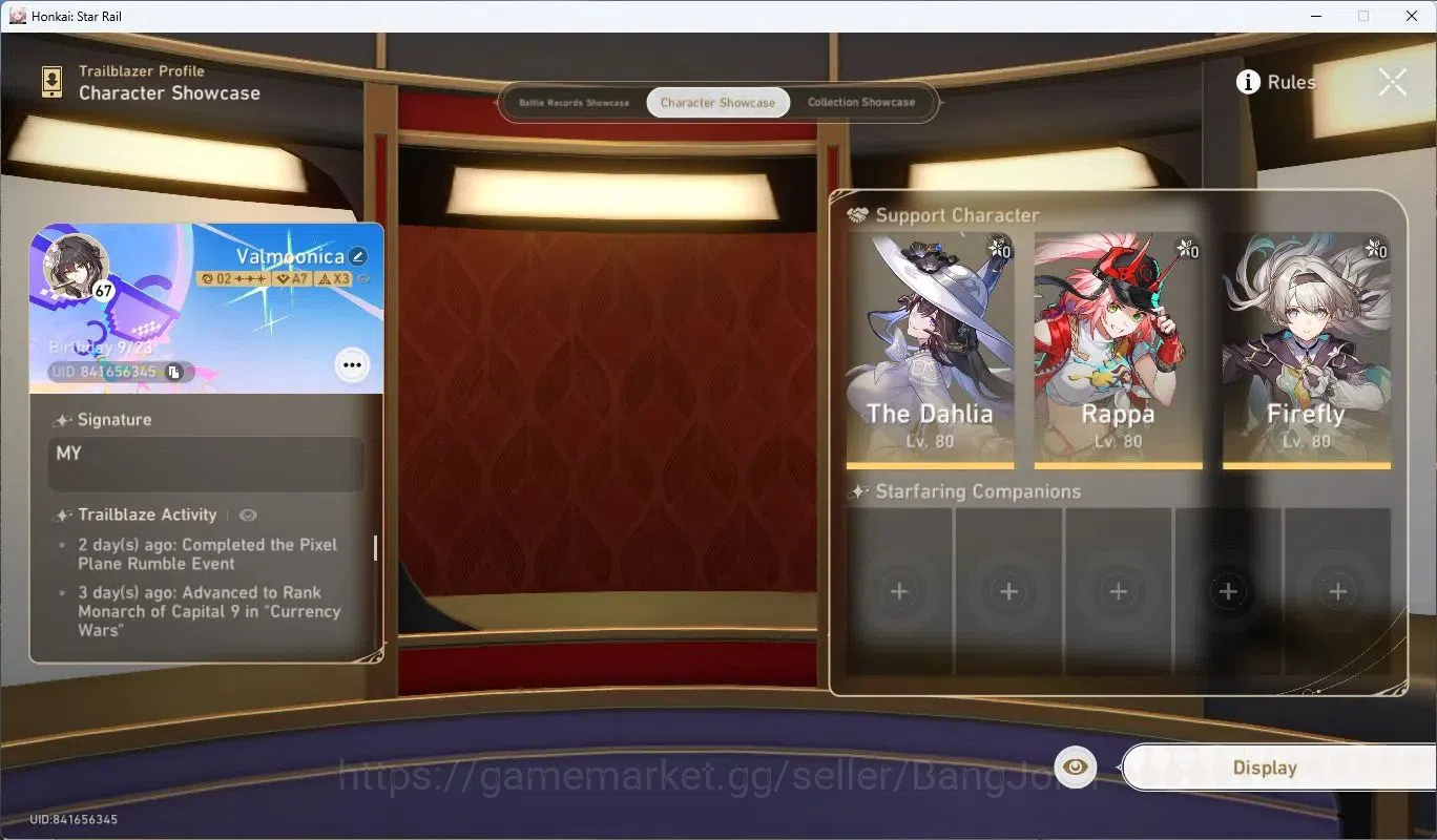 Honkai Star Rail Accounts Asia | TL67|Firefly Lv80, Dahlia Lv80, Valmoonica image 3