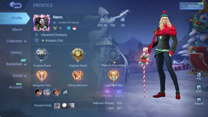 Mobile Legends: Bang Bang Accounts Others Global|Skin 32|Junior|SaintSeya Badang,V.E.N.O.M Gusion,Johnson,Chrismast