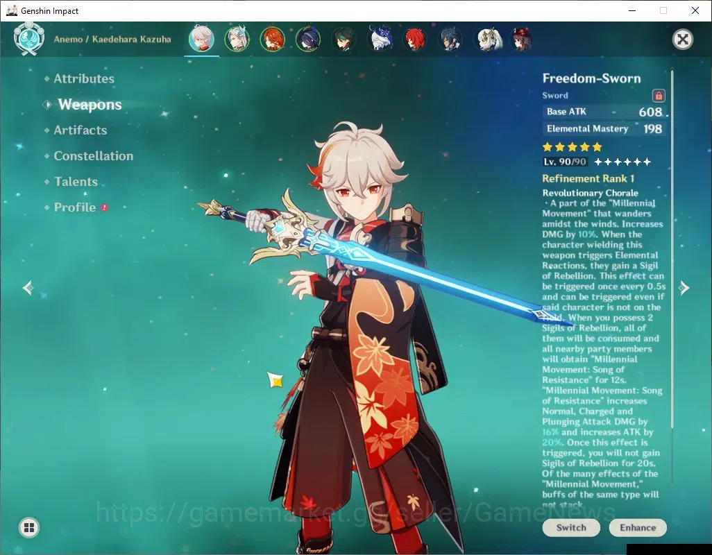 Genshin Impact Accounts ASIA|AR 57|Rate ON|8Limited+4(*5Weapon)|Kazuha+Sig image 5