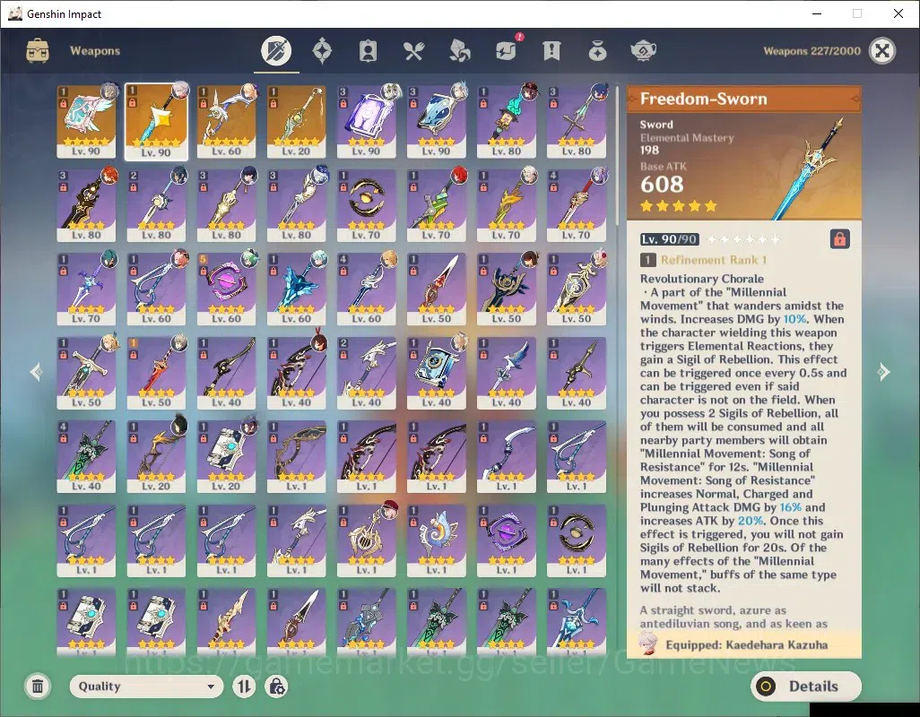 Genshin Impact Accounts ASIA|AR 57|Rate ON|8Limited+4(*5Weapon)|Kazuha+Sig image 6