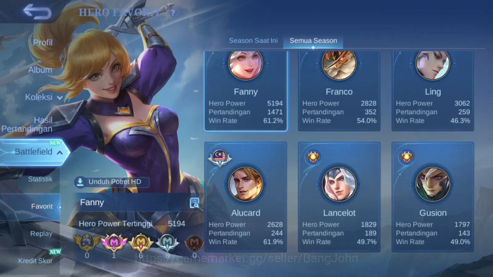 Mobile Legends: Bang Bang Accounts Hero 131 | skin 274 | legend alucard | aspirants f image 4