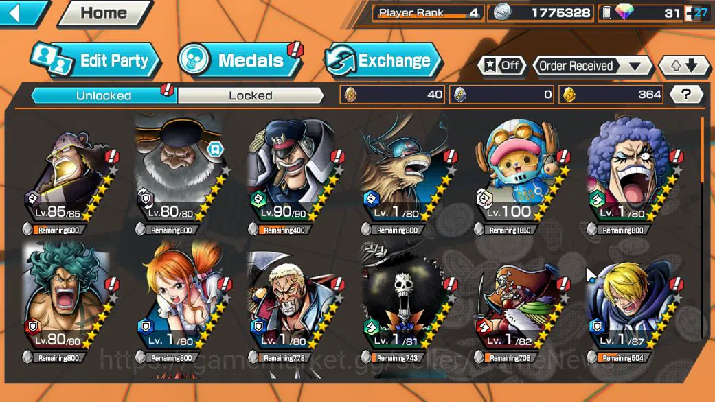 One Piece Bounty Rush Accounts Starter Global|6 EX|BP Kuzan,[Borsalino],KPO Roger,Gear5 Luffy,5Elder Saturn,4Emperors 4