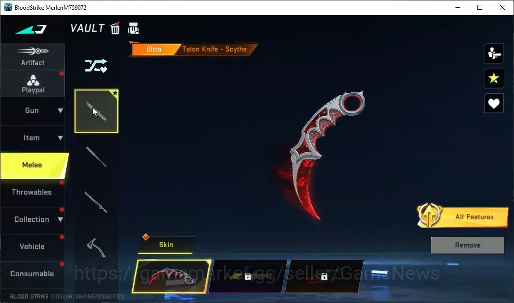 Blood Strike Accounts Starter ASIA | ULTRA MELEE Talon Knife Scythe | Fresh Starter Acc |Log NetEase|Take Mail|Check 1