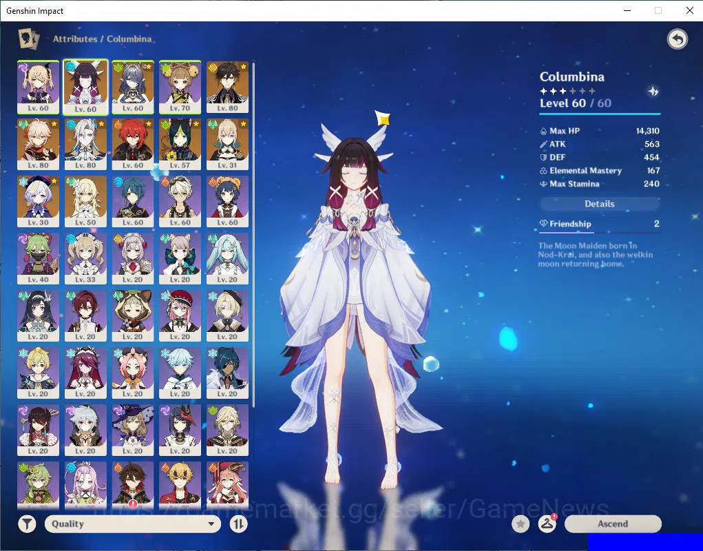 Genshin Impact Accounts Mid Game ASIA|AR 50|5 limited +2(*5Weapon)|{Columbina+Sign},Lauma,Zhongli,Neuvillette,Kaedehara 3
