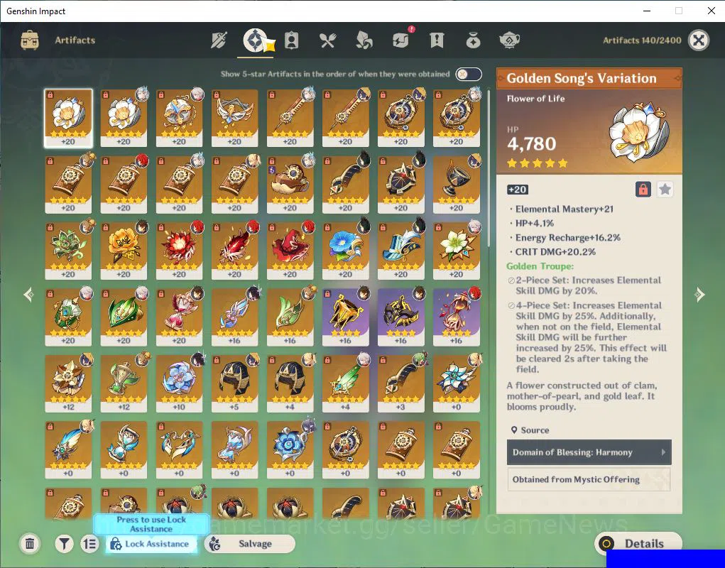 Genshin Impact Accounts Mid Game ASIA|AR 50|5 limited +2(*5Weapon)|{Columbina+Sign},Lauma,Zhongli,Neuvillette,Kaedehara 5