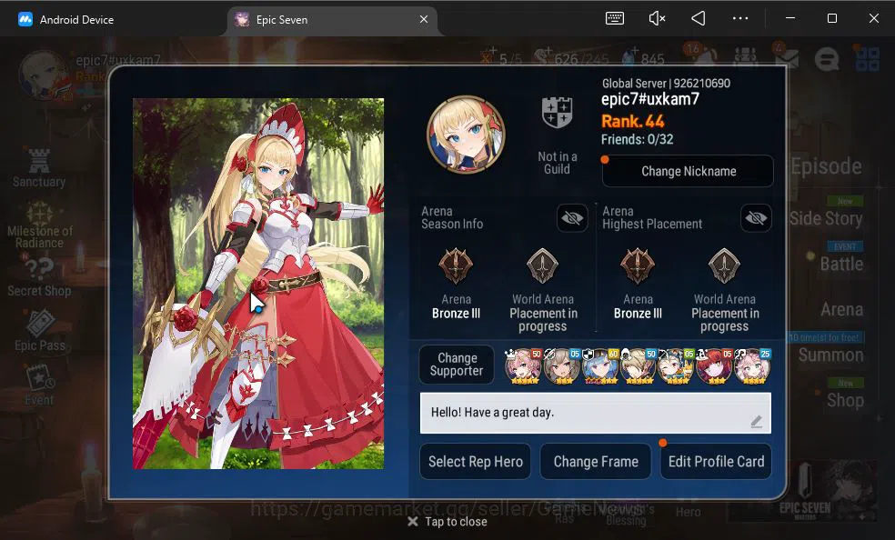 Epic Seven Accounts GBL Unverif|New Era|5 ML(LOTScales,LR Krau,A Elena image 2