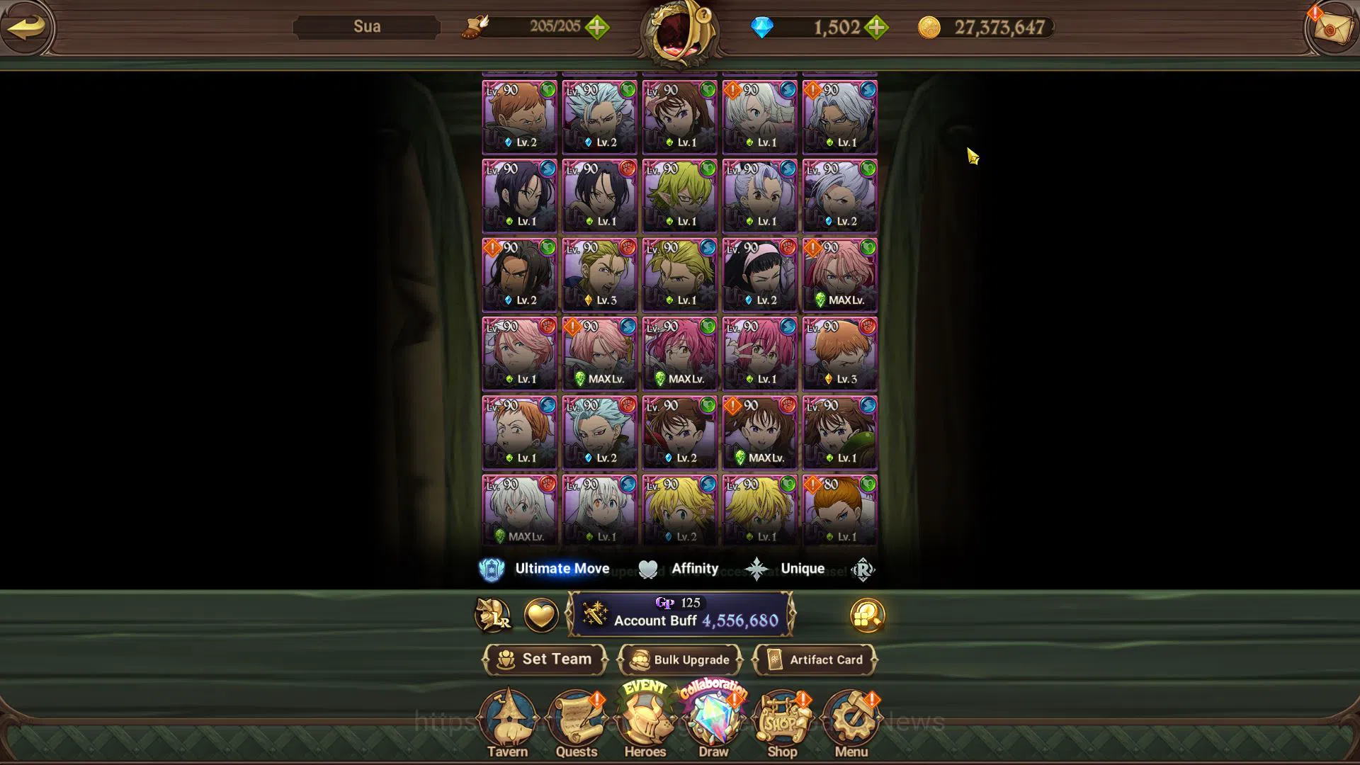 The Seven Deadly Sins: Grand Cross Accounts Midgame Asia|4,5M CC|1,502 DM|3 LR+10 UR+Collab 9