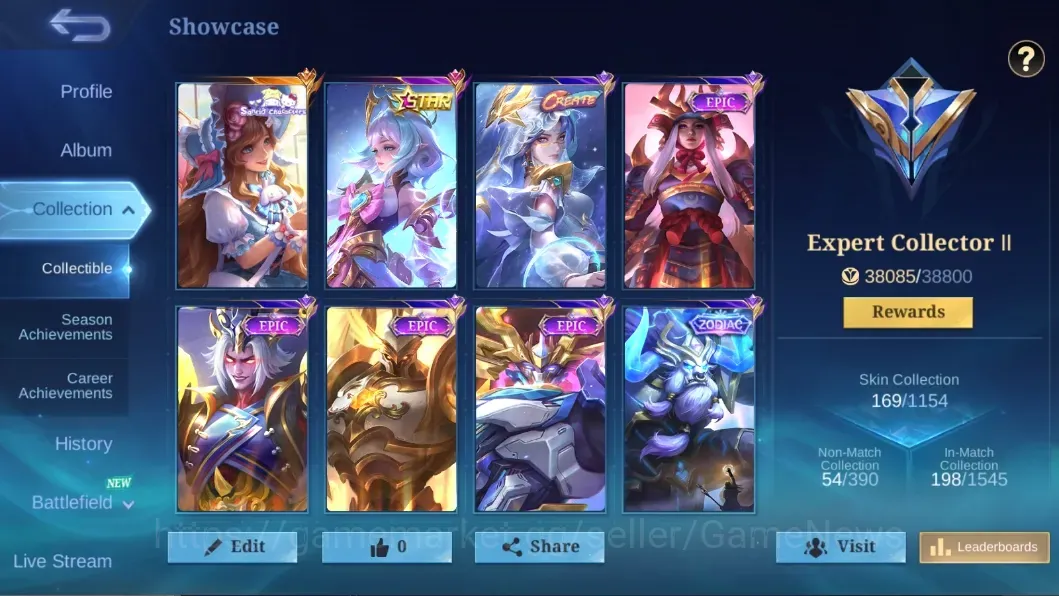 Mobile Legends: Bang Bang Accounts Collector Hero 98|Skin 169|Sanrio Floryn,Annual Angela,Zodiac Minotaur,Create Luo Yi,P 1