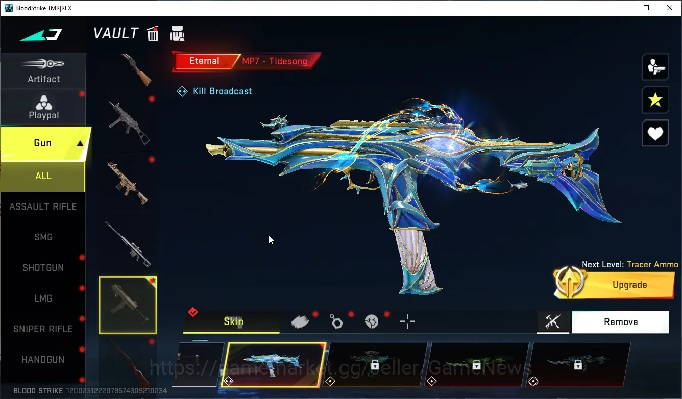 Blood Strike Accounts Collab Skin Asia|Eternal MP7-Tidesong Lv 2+Ultra Melee Axe|Collab AOT(M4A1-Battle of Faith,Female 1