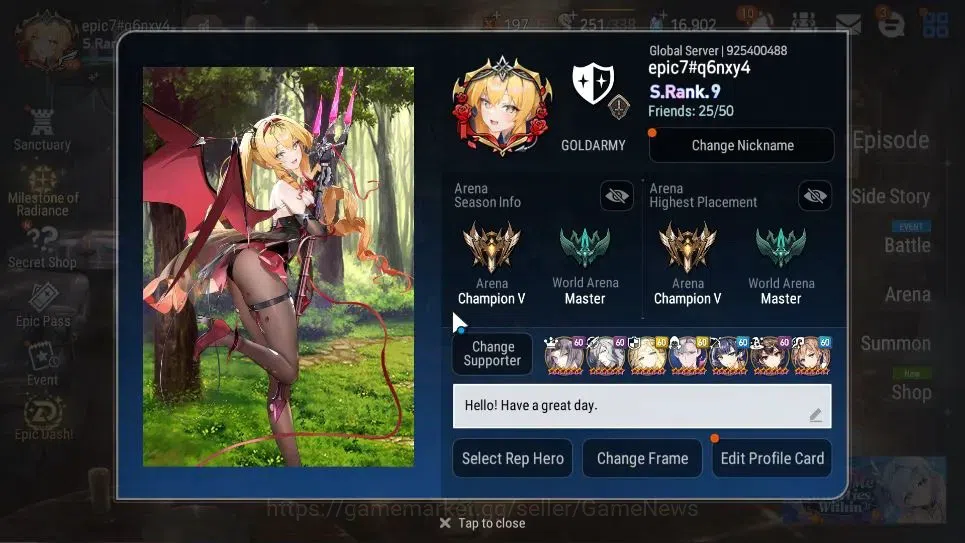 Epic Seven Accounts GLOBAL UnVerif|24ML(NOTOS,RnL,Salome,MS Iseria,Gra image 2