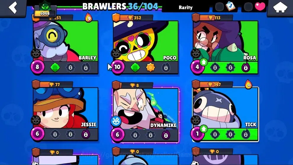 Brawl Stars Accounts Free CR|6068 Trophy|36 Brawlers 2 Max|6,6k Power Point|1 Hyperch [DJ Poco] 1 Legend 2 Mythic 9 Epic 10