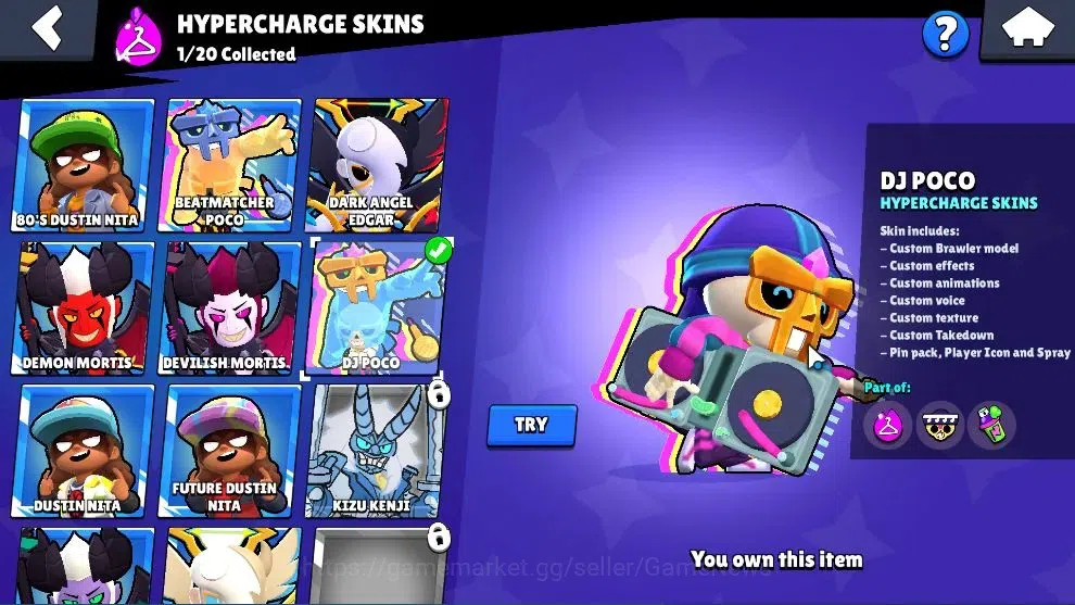Brawl Stars Accounts Free CR|6068 Trophy|36 Brawlers 2 Max|6,6k Power Point|1 Hyperch [DJ Poco] 1 Legend 2 Mythic 9 Epic 15