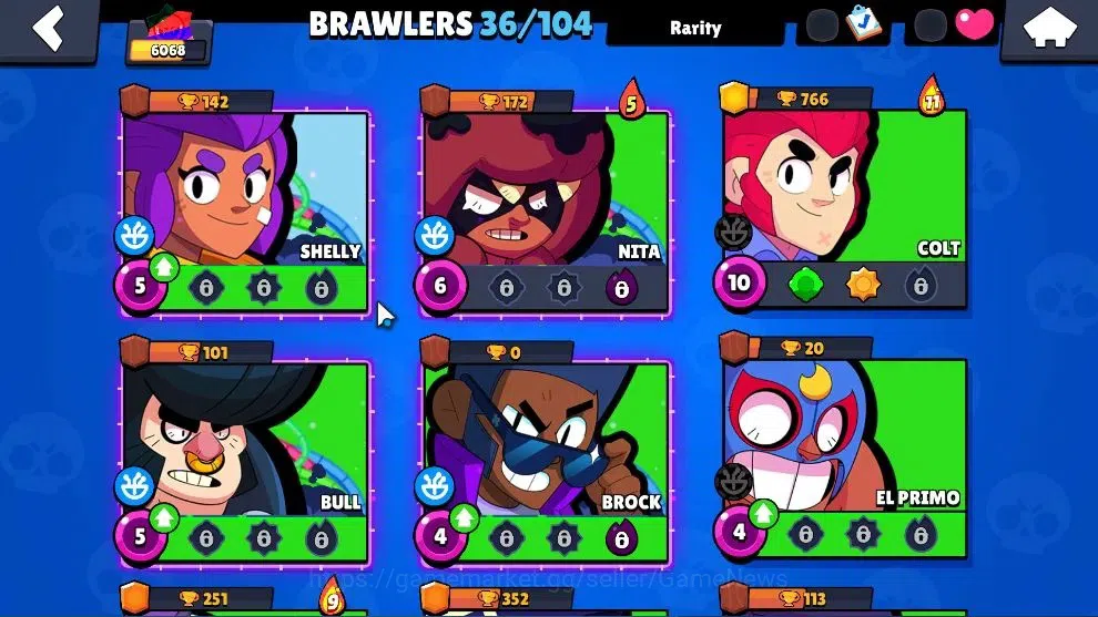 Brawl Stars Accounts Free CR|6068 Trophy|36 Brawlers 2 Max|6,6k Power Point|1 Hyperch [DJ Poco] 1 Legend 2 Mythic 9 Epic 9