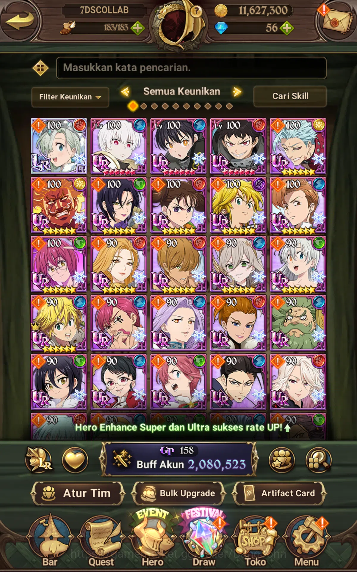The Seven Deadly Sins: Grand Cross Accounts GLOBAL|2.08M CC|1LR Elizabeth|UR Freyja,Salos,Sabu image 4