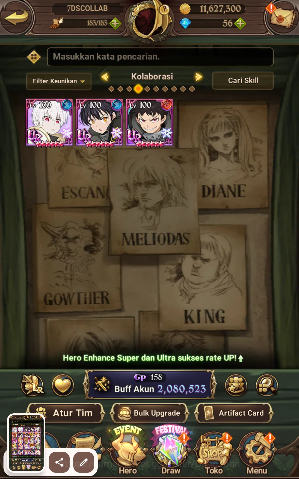 The Seven Deadly Sins: Grand Cross Accounts GLOBAL|2.08M CC|1LR Elizabeth|UR Freyja,Salos,Sabu image 5