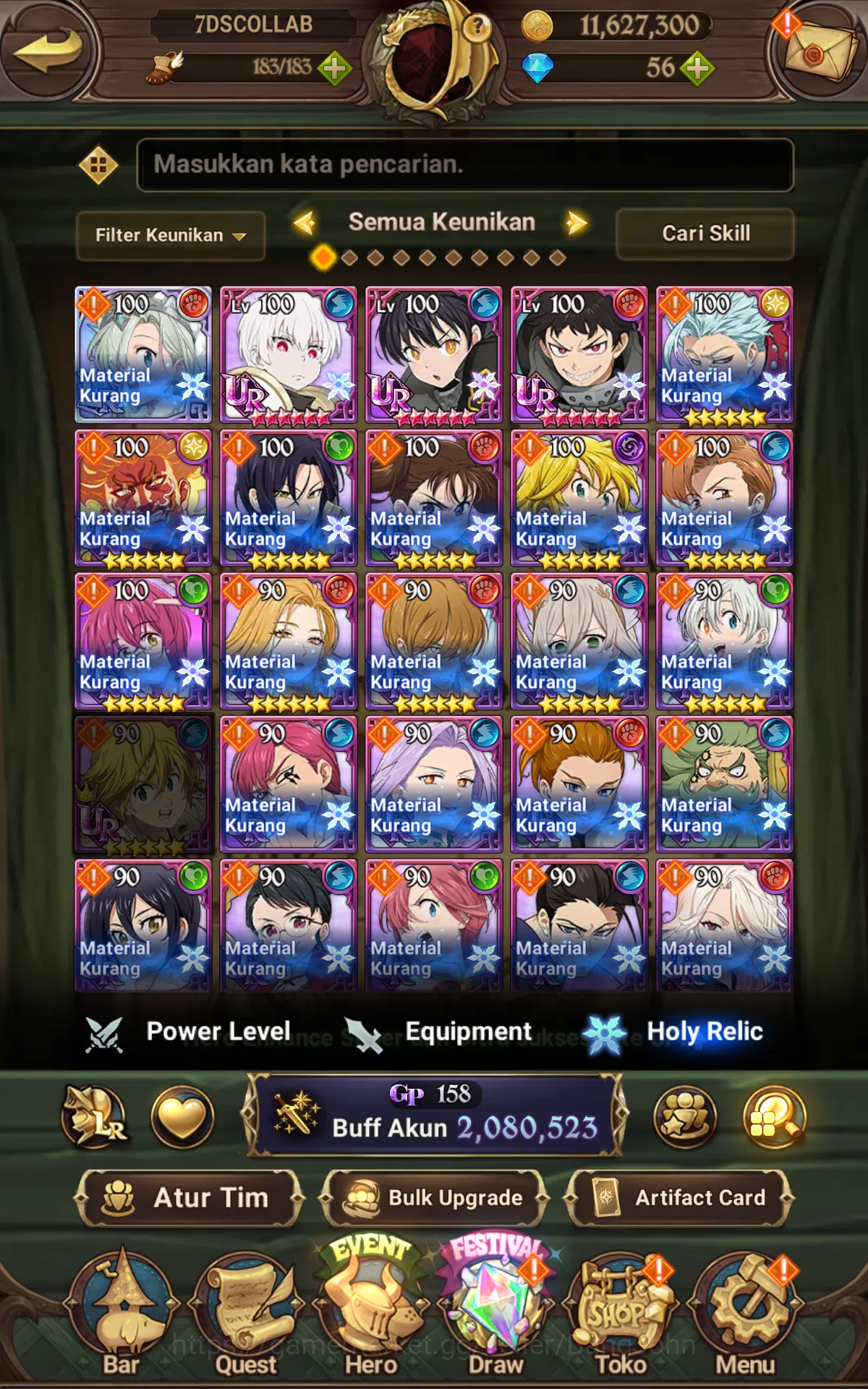 The Seven Deadly Sins: Grand Cross Accounts GLOBAL|2.08M CC|1LR Elizabeth|UR Freyja,Salos,Sabu image 6
