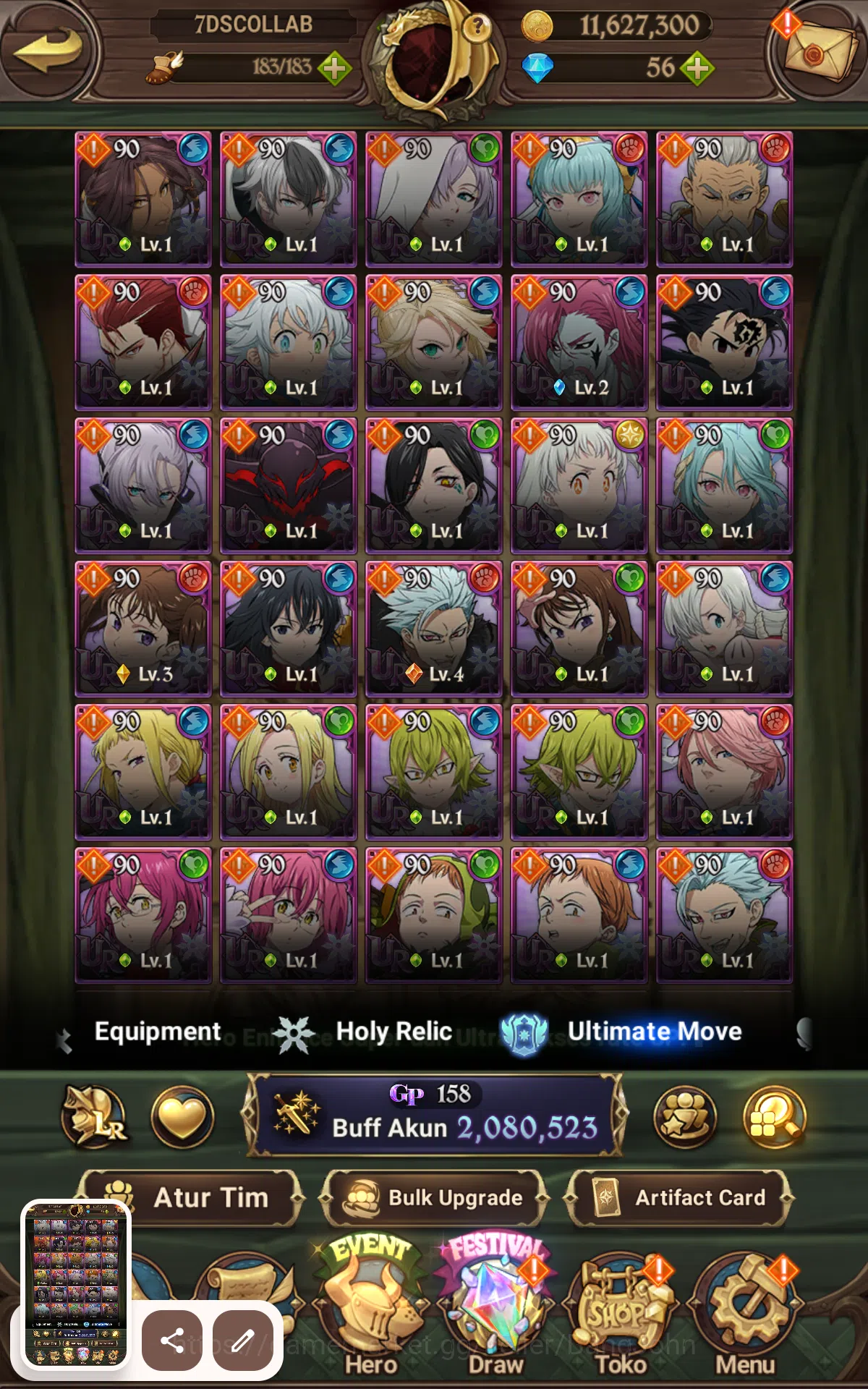 The Seven Deadly Sins: Grand Cross Accounts GLOBAL|2.08M CC|1LR Elizabeth|UR Freyja,Salos,Sabu image 8