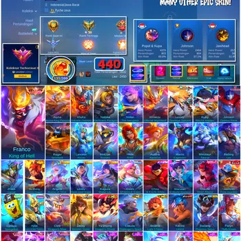 Mobile Legends: Bang Bang Accounts #4741 440 Skins | Franco King of Hell (LEGEND) | Floryn Fluffy Dream (SANRIO) | Johnson