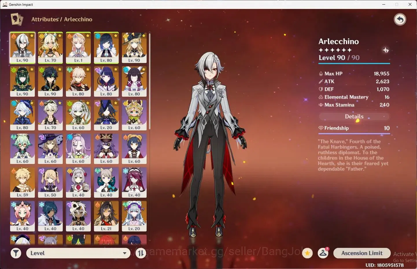 Genshin Impact Accounts ASIA | AR 56 |13 Limited + 6 Standar |[Arlecchino, image 9