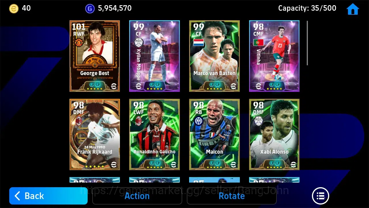 eFootball Accounts High-End Mobile |PW 3217|Bigtime George Best,Rijkaard|Epic Basten,Ronaldinho,Maclon Etc|SHW 5