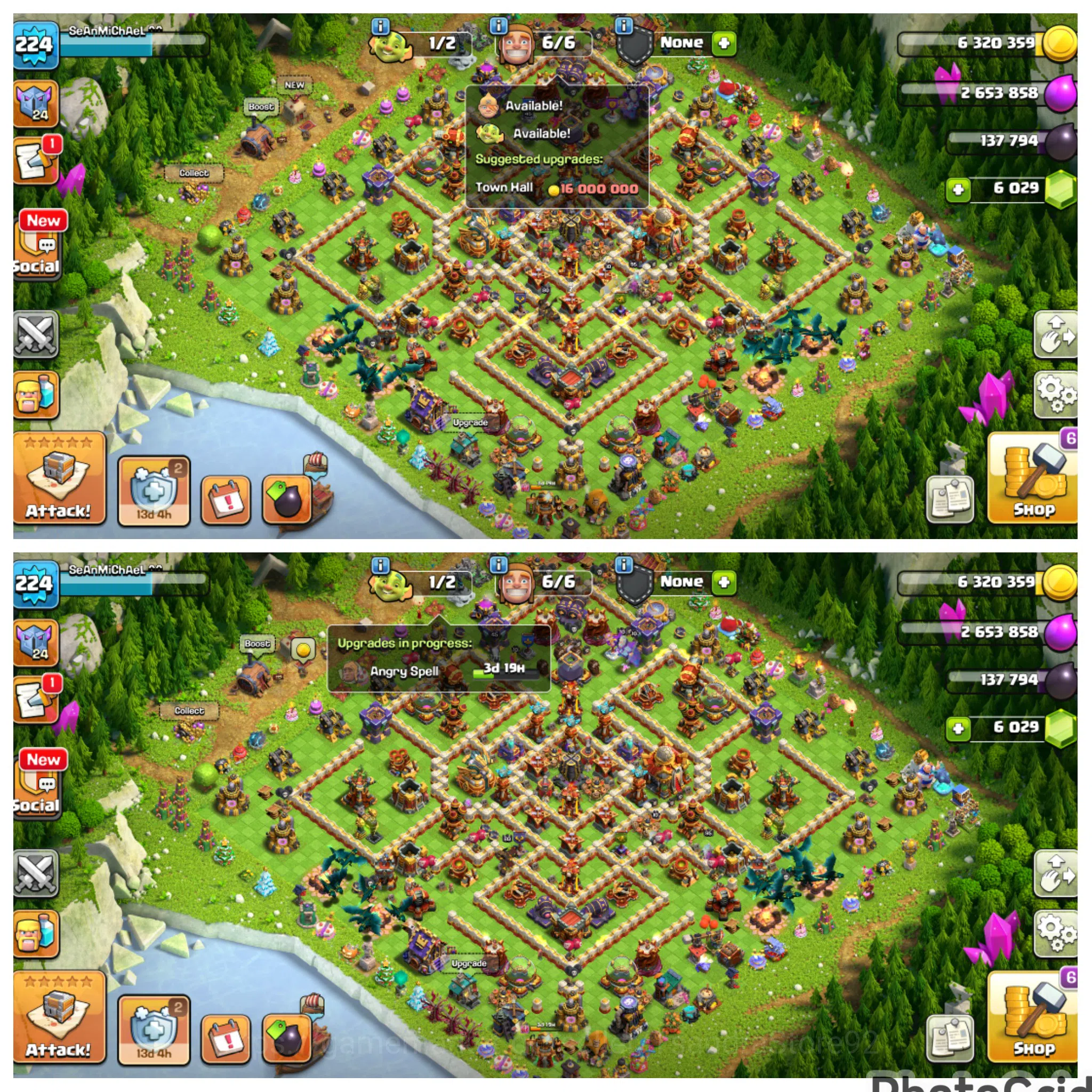 Clash of Clans Accounts High-End TH 16 LVL 224 MAXED 100% RARE EX LEGEND LEAGUE|2 RARE SKIN CWL&SCENARY CWL|EPIC MANY MAX|NC 1