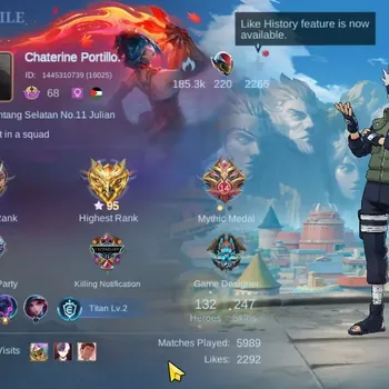 Mobile Legends: Bang Bang Accounts Others Hero 132|Skin 247|Ex Glory 95|Naruto Hayabusa,JJK Julian,Aspirants Lesley,PRIME