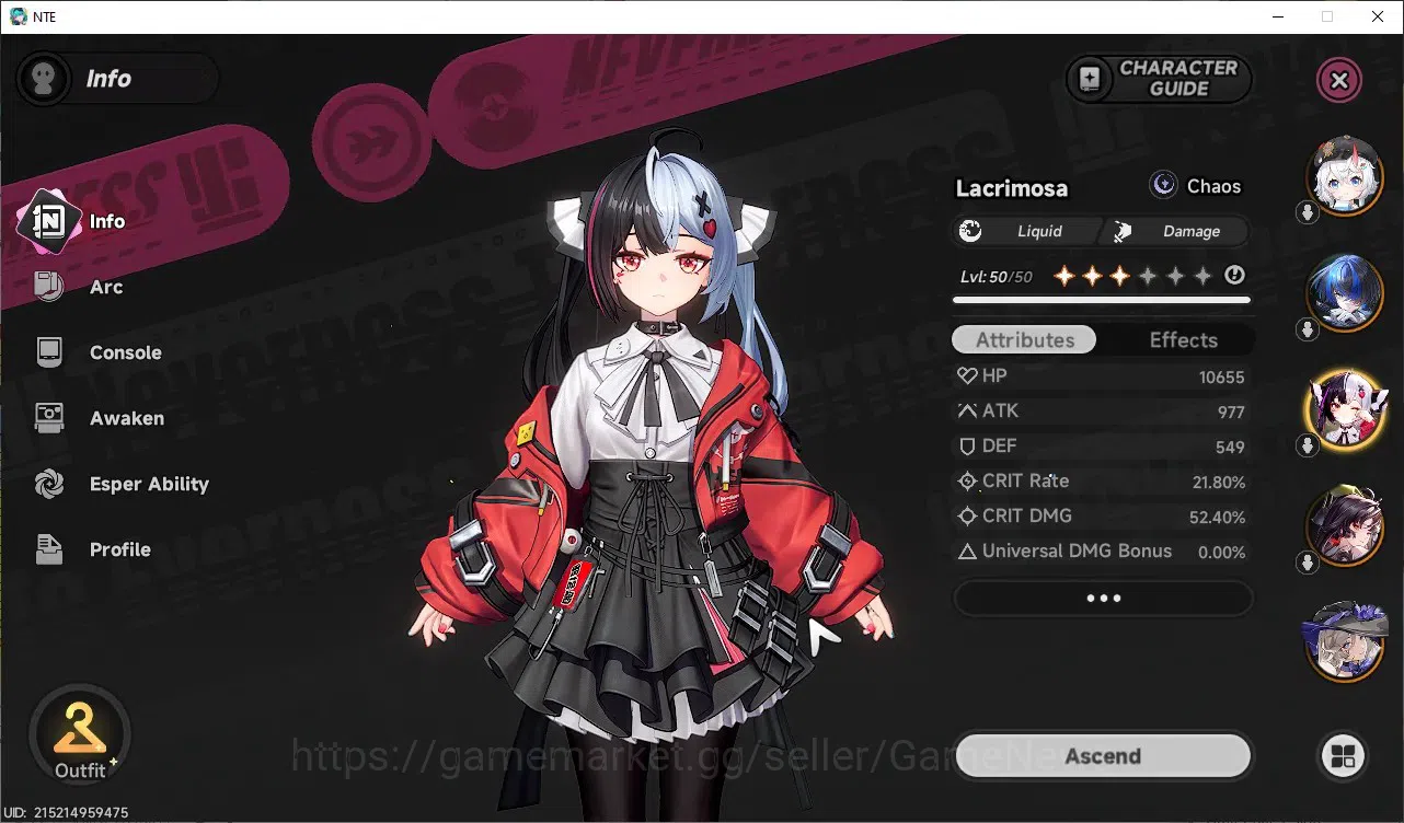 Neverness to Everness Accounts GLOBAL SEA|HL33|TL20|6SSR LacrimosaA1,Hotori,Sakir image 3