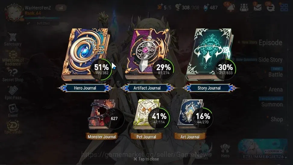 Epic Seven Accounts High-End GLOBAL UnVerif|20ML(Monarch Sword 3