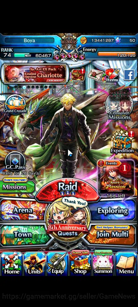 Grand Summoners Accounts Mid-Game Global|Rank 74|11 Ascend|S 5
