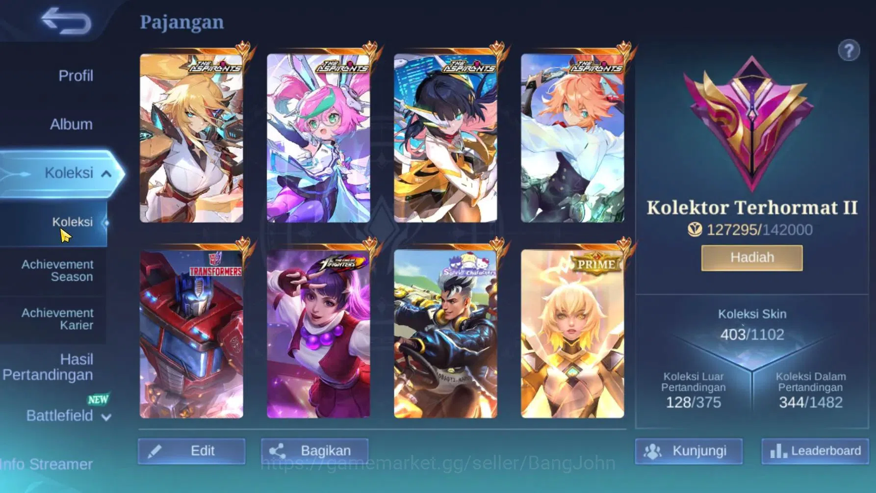 Mobile Legends: Bang Bang Accounts Global|Hero 132|Skin 403|KOF Guin|Asp Lesley+Chang image 14