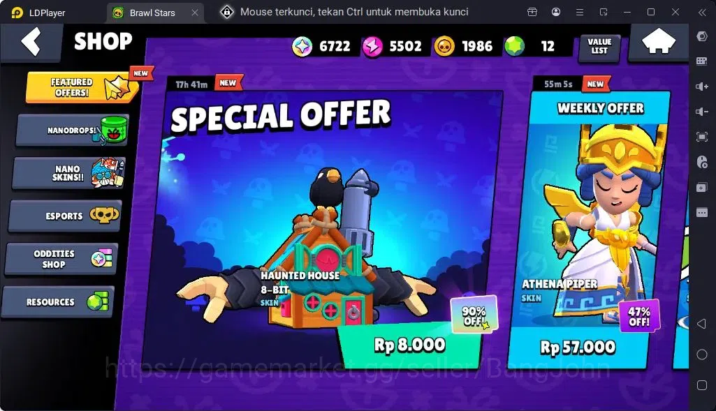Brawl Stars Accounts Global |Trophy 1579| Brawler 2 Max Supercharge |Skins 2 Mythic,5 Epic|Bling 6722|Protect Off|Check SS 15