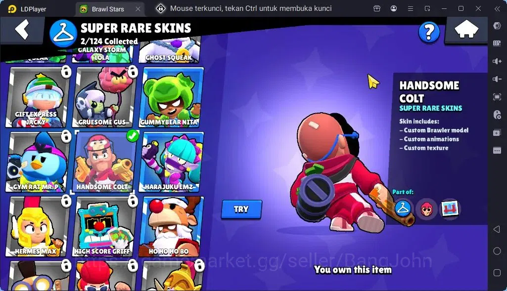 Brawl Stars Accounts Global |Trophy 1579| Brawler 2 Max Supercharge |Skins 2 Mythic,5 Epic|Bling 6722|Protect Off|Check SS 4