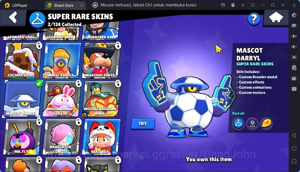Brawl Stars Accounts Global |Trophy 1579| Brawler 2 Max Supercharge |Skins 2 Mythic,5 Epic|Bling 6722|Protect Off|Check SS 5