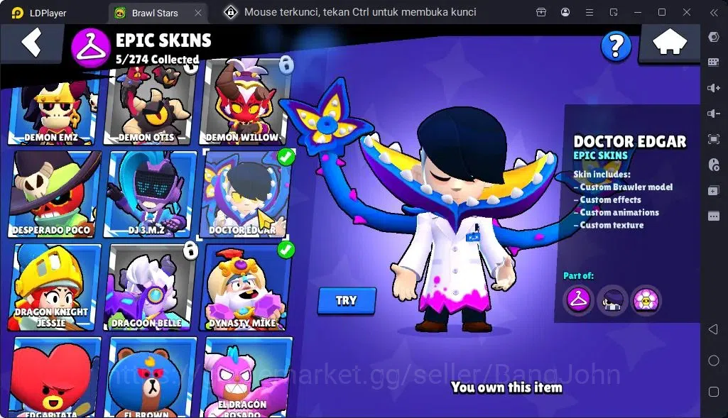 Brawl Stars Accounts Global |Trophy 1579| Brawler 2 Max Supercharge |Skins 2 Mythic,5 Epic|Bling 6722|Protect Off|Check SS 7