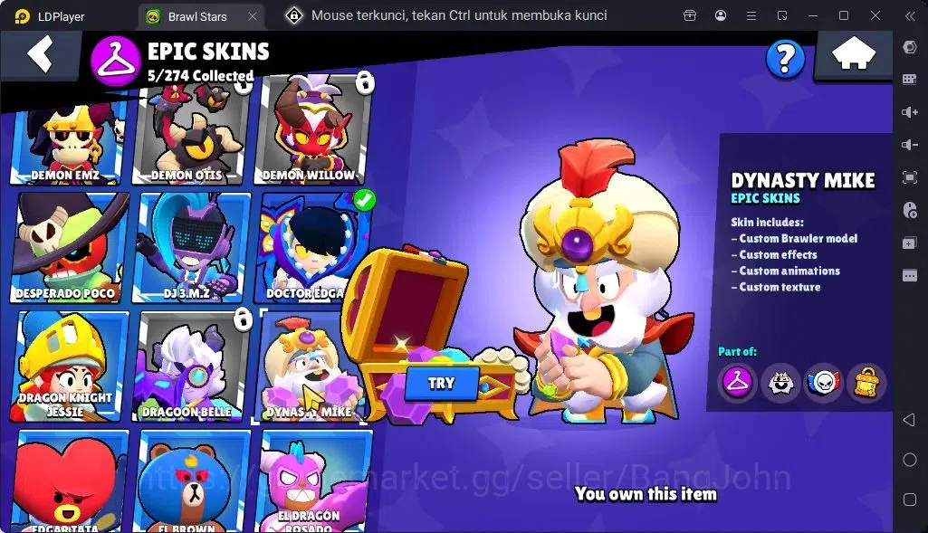 Brawl Stars Accounts Global |Trophy 1579| Brawler 2 Max Supercharge |Skins 2 Mythic,5 Epic|Bling 6722|Protect Off|Check SS 8