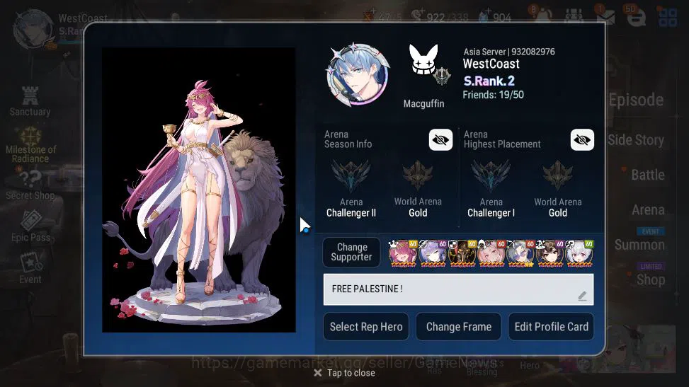 Epic Seven Accounts ASIA Unverif|13 ML(Notos,SS Vivian,A Elena,Etc)+P image 7