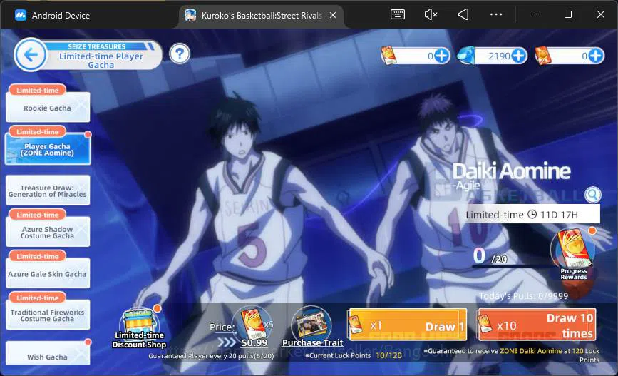 Kuroko's Basketball Street Rivals Accounts SEA|SV13|Lv31|DM 2190|Taiga Kagami A2,Daiki Aomine image 2