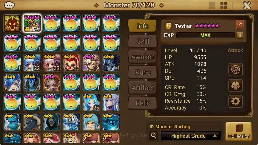 Summoners War: Sky Arena Accounts Starter GLOBAL | NB 5 TESHAR,Starter Gacha 115 12Y+160 11Y Scrool, 3 Legendary All 2
