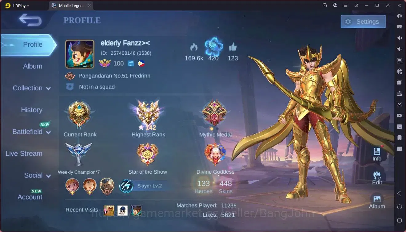 Mobile Legends: Bang Bang Accounts Collector Global |Hero 133|Skin 448|Mega|Legend Lunox|SaintSeiya Badang,Chou|JJK 1