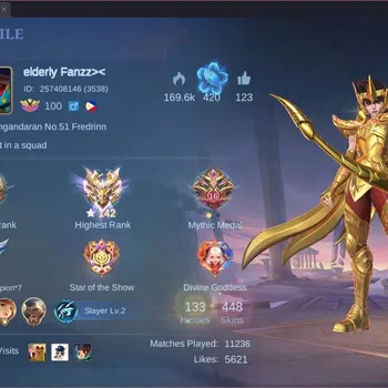Mobile Legends: Bang Bang Accounts Collector Global |Hero 133|Skin 448|Mega|Legend Lunox|SaintSeiya Badang,Chou|JJK