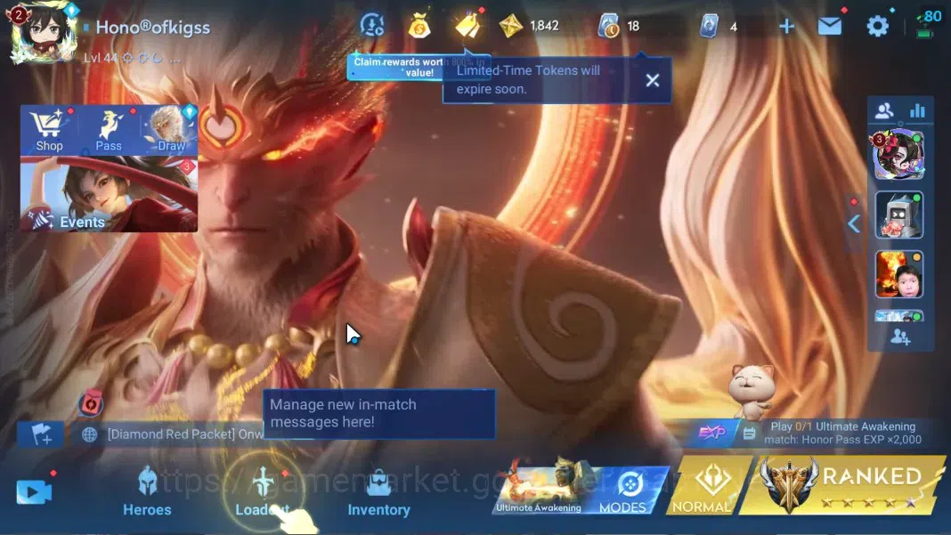 Honor of Kings Accounts Hero 66 Skin 31|Legend Angela,AOT Mayene,Heino,5 E image 1