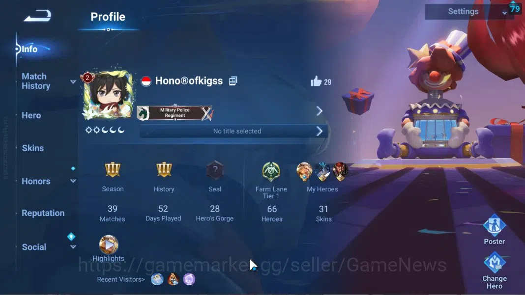 Honor of Kings Accounts Hero 66 Skin 31|Legend Angela,AOT Mayene,Heino,5 E image 2