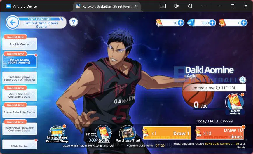 Kuroko's Basketball Street Rivals Accounts SEA|SV16|Lv 25|Shun Izuki A2,Zone Taiga,Shintaro M image 2