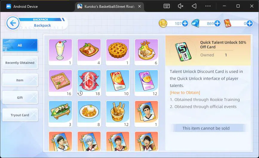 Kuroko's Basketball Street Rivals Accounts SEA|SV16|Lv 25|Shun Izuki A2,Zone Taiga,Shintaro M image 4