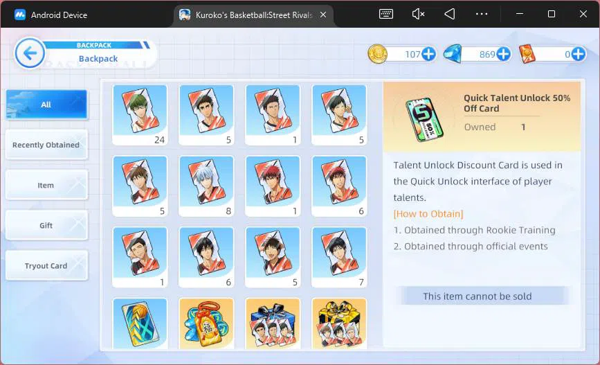 Kuroko's Basketball Street Rivals Accounts SEA|SV16|Lv 25|Shun Izuki A2,Zone Taiga,Shintaro M image 5