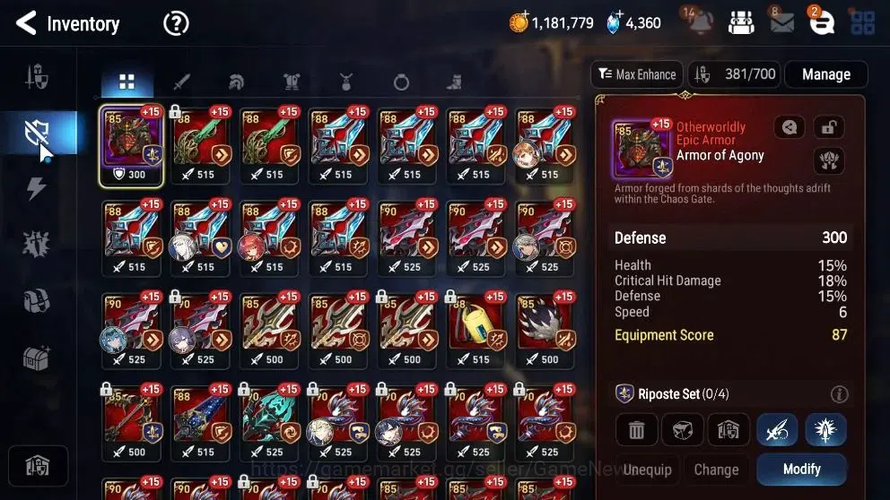 Epic Seven Accounts High-End Global Verif|22 ML(Shepherd Dark Diane,Harseti,Zio,LC Bellona,Etc)+Rinak,Hecate,etc|AUTO WGBC 20