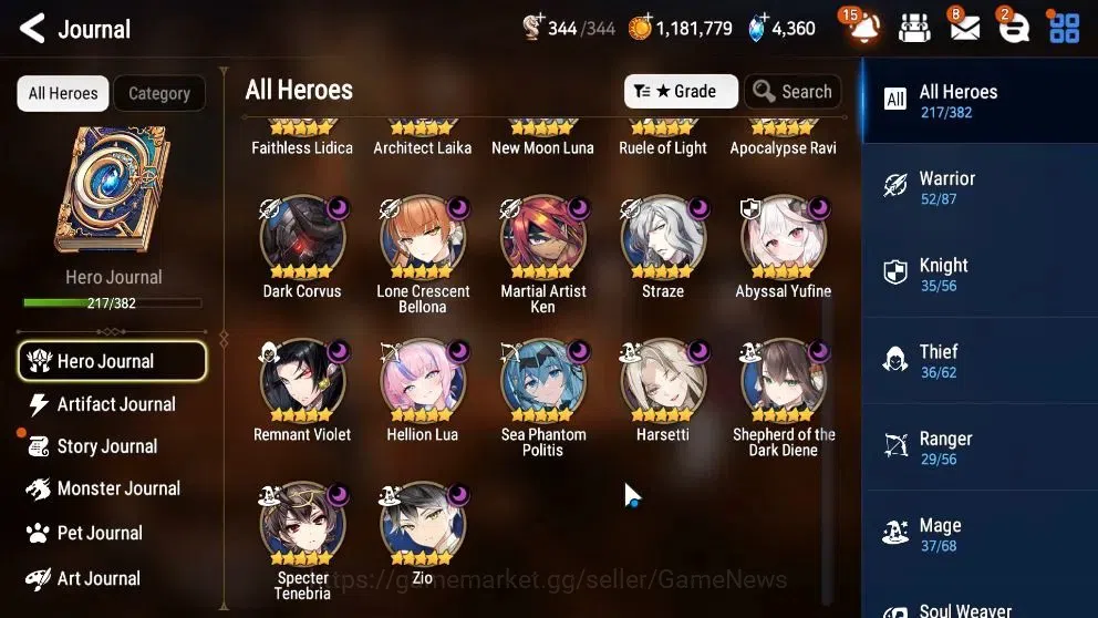 Epic Seven Accounts High-End Global Verif|22 ML(Shepherd Dark Diane,Harseti,Zio,LC Bellona,Etc)+Rinak,Hecate,etc|AUTO WGBC 6