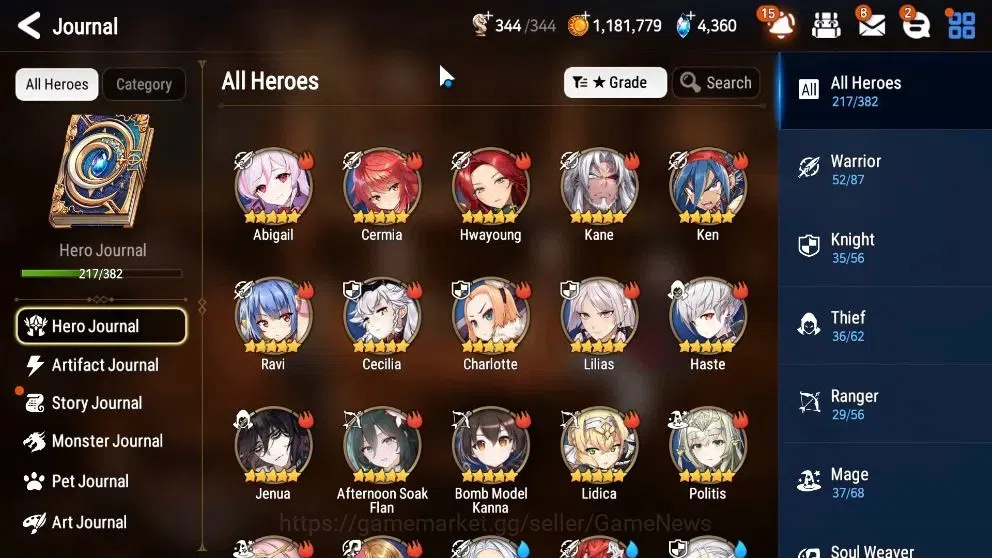 Epic Seven Accounts High-End Global Verif|22 ML(Shepherd Dark Diane,Harseti,Zio,LC Bellona,Etc)+Rinak,Hecate,etc|AUTO WGBC 7
